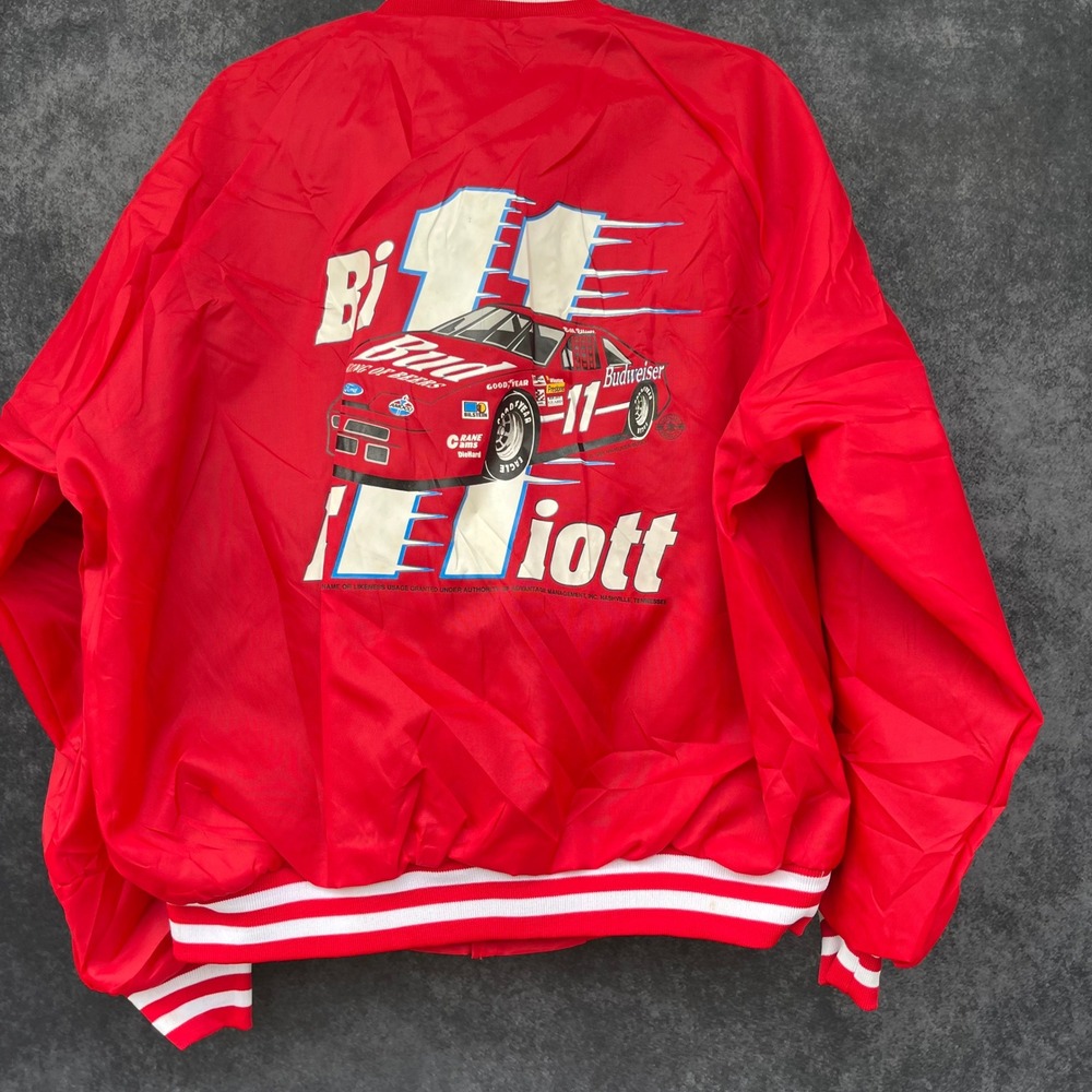 Vintage 1992 Legendary Nascar Bill Elliott Budweiser Racing Track Jacket Mens XL